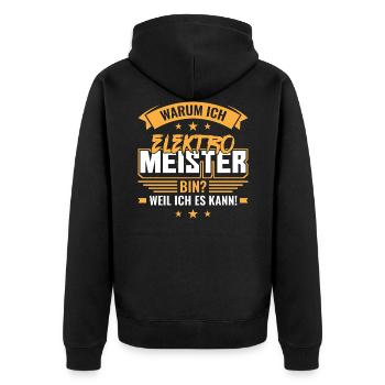 Prüfung Meister Elektromeister Bestanden Geschenk - Unisex Premium Bio Zip Hoodie - Schwarz - Hinten - Nico (187cm)