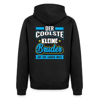 Kleiner Bruder | Geschenk für kleiner Bruder - Unisex Premium Bio Zip Hoodie - Schwarz - Hinten - Nico (187cm)