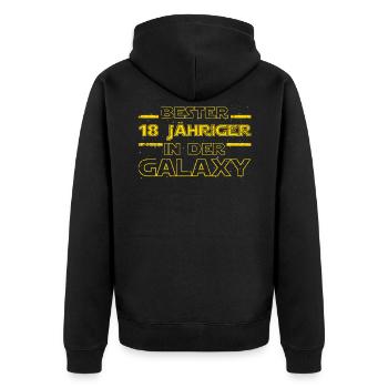 18 Geburtstag lustiges Galaxy Sprüche Geschenk - Unisex Premium Bio Zip Hoodie - Schwarz - Hinten - Nico (187cm)