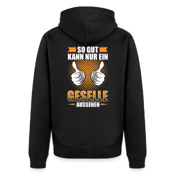 Geselle Gesellenprüfung Ausbildung Abschluss - Unisex Premium Bio Zip Hoodie - Schwarz - Hinten - Nico (187cm)