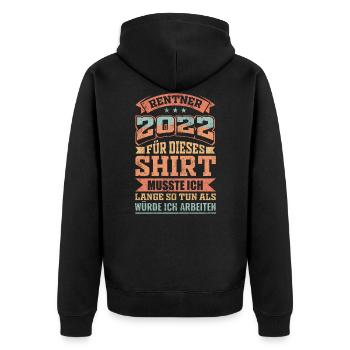 Rentner 2022 Retro Vintage Style - Unisex Premium Bio Zip Hoodie - Schwarz - Hinten - Nico (187cm)
