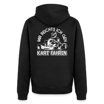 Gokart | Mir reichts ich geh Kart fahren - Unisex Premium Bio Zip Hoodie - Schwarz - Hinten - Nico (187cm)