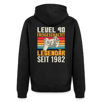 40 Geburtstag Gamer Retro - Unisex Premium Bio Zip Hoodie - Schwarz - Hinten - Nico (187cm)