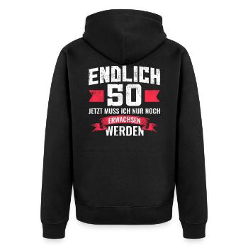 50 Geburtstag - Unisex Premium Bio Zip Hoodie - Schwarz - Hinten - Nico (187cm)