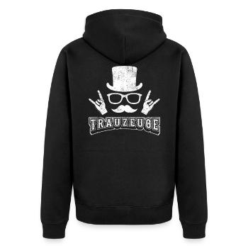 Trauzeuge - Unisex Premium Bio Zip Hoodie - Schwarz - Hinten - Nico (187cm)