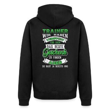 Fußballtrainer Trainer Spruch Geschenk - Unisex Premium Bio Zip Hoodie - Schwarz - Hinten - Nico (187cm)