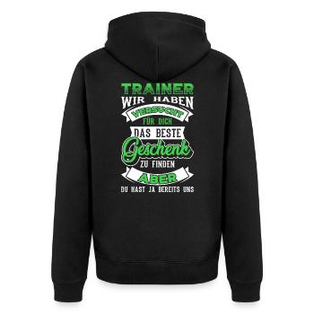 Fußballtrainer Trainer - Unisex Premium Bio Zip Hoodie - Schwarz - Hinten - Nico (187cm)