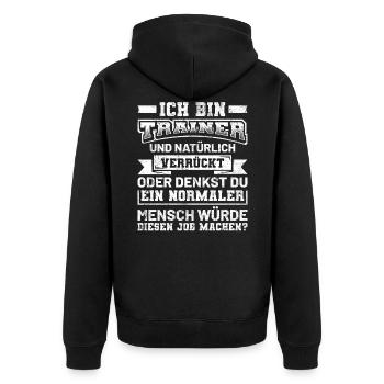 Fußballtrainer - Unisex Premium Bio Zip Hoodie - Schwarz - Hinten - Nico (187cm)
