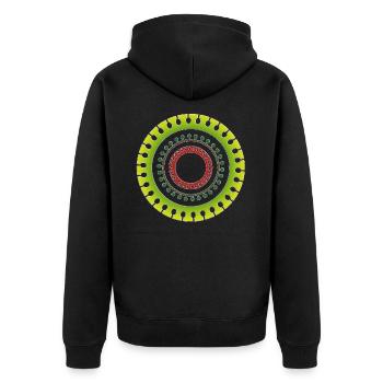 symbol goa psy tattoo tribal - Unisex Premium Bio Zip Hoodie - Schwarz - Hinten - Nico (187cm)