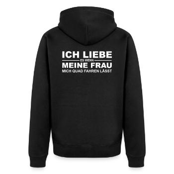 Quad ATV Offroad All Terrain Vehicle Liebe Cross - Unisex Premium Bio Zip Hoodie - Schwarz - Hinten - Nico (187cm)