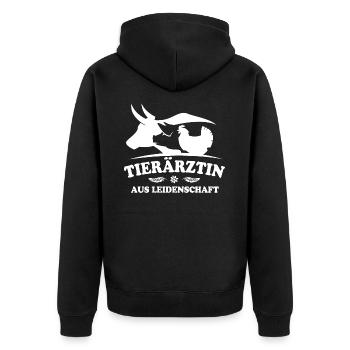 Tierärztin aus Leidenschaft - Unisex Premium Bio Zip Hoodie - Schwarz - Hinten - Nico (187cm)