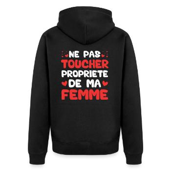 Ne pas toucher propriété de ma femme - Veste à capuche bio Premium Unisexe - noir - Dos - Nico (187cm)