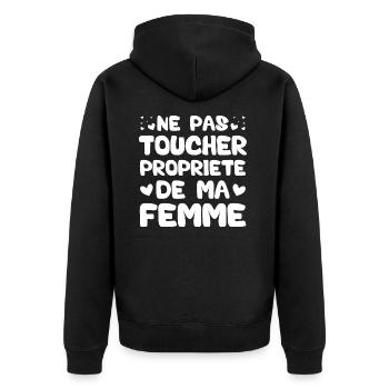 Ne pas toucher propriété de ma femme - Veste à capuche bio Premium Unisexe - noir - Dos - Nico (187cm)