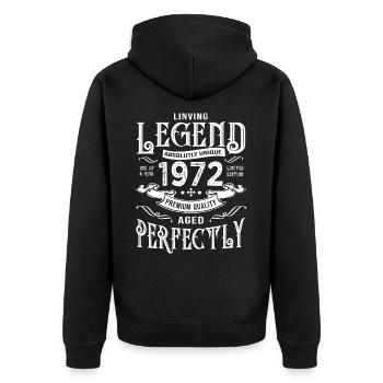 1972 Jahrgang Geburtstag geboren 1972 - Unisex Premium Bio Zip Hoodie - Schwarz - Hinten - Nico (187cm)