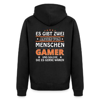 Gamer Geschenk - zwei Arten von... Design - Unisex Premium Bio Zip Hoodie - Schwarz - Hinten - Nico (187cm)