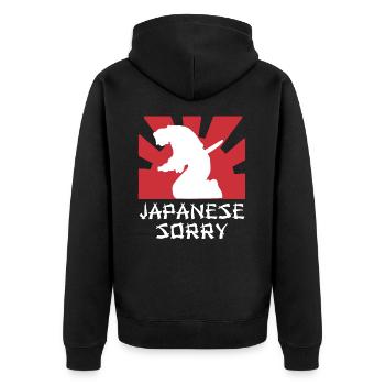 Japan Funny Samurai Saying Japanese Sorry - Unisex Premium Organic Zip Hoodie - black - Back - Nico (187cm)