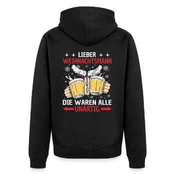Weihnachtsmann Die Waren Alle Unartig Weihnachten - Unisex Premium Bio Zip Hoodie - Schwarz - Hinten - Nico (187cm)