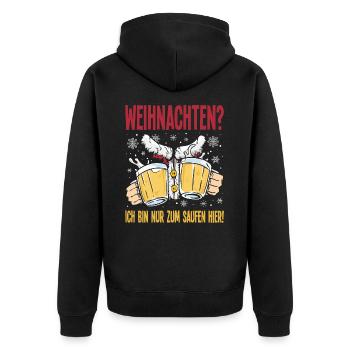 Weihnachten Bier Saufen Weihnachtsmann Kostüm - Unisex Premium Bio Zip Hoodie - Schwarz - Hinten - Nico (187cm)