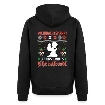 Christkindl Bayern Weihnachten Spruch Witzig - Unisex Premium Bio Zip Hoodie - Schwarz - Hinten - Nico (187cm)