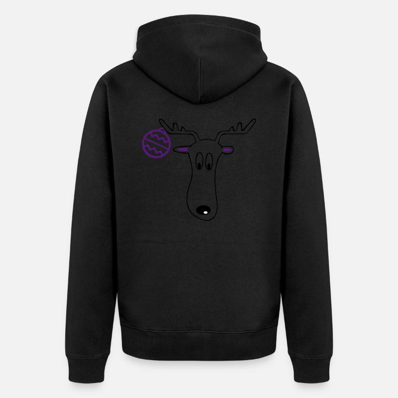Rentier mit Weihnachtskugel - Unisex Premium Bio Zip Hoodie - Schwarz
