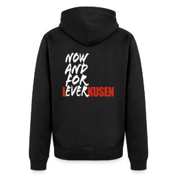 Now And For Ever Leverkusen - Saying - Unisex Premium Organic Zip Hoodie - black - Back - Nico (187cm)