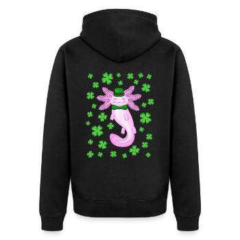St patricks axolotl pink - Unisex Premium Organic Zip Hoodie - black - Back - Nico (187cm)