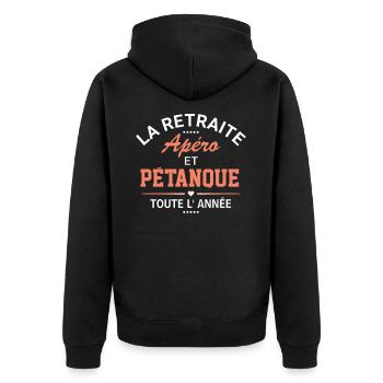 La retraite apéro et pétanque cadeau retraite - Veste à capuche bio Premium Unisexe - noir - Dos - Nico (187cm)