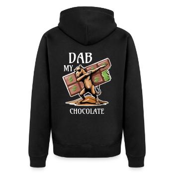 Dabbing Dromedary - Dubai Chocolate Gift Idea - Unisex Premium Organic Zip Hoodie - black - Back - Nico (187cm)