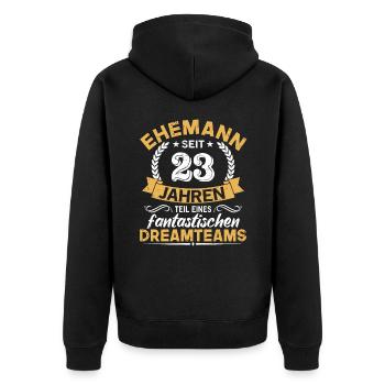 23. Hochzeitstag Ehemann seit 23 Jahren Geschenk - Unisex Premium Bio Zip Hoodie - Schwarz - Hinten - Nico (187cm)