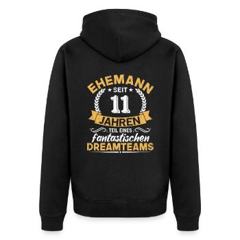 11. Hochzeitstag Ehemann seit 11 Jahren Geschenk - Unisex Premium Bio Zip Hoodie - Schwarz - Hinten - Nico (187cm)