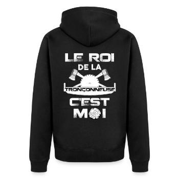 Garde forestier roi de la tronçonneuse - Veste à capuche bio Premium Unisexe - noir - Dos - Nico (187cm)