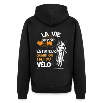 Vélo homme Citation cycliste la vie est mieux - Veste à capuche bio Premium Unisexe - noir - Dos - Nico (187cm)