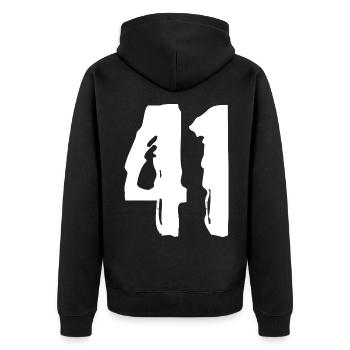 Maillot à 41 numéros - Veste à capuche bio Premium Unisexe - noir - Dos - Nico (187cm)