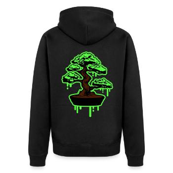 Tree Bonsai Symbol - Unisex Premium Organic Zip Hoodie - black - Back - Nico (187cm)