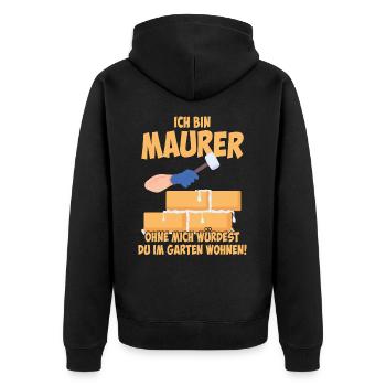 Maurer Beruf - Unisex Premium Bio Zip Hoodie - Schwarz - Hinten - Nico (187cm)