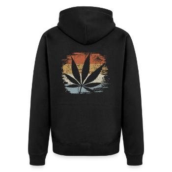 Cannabis - Hanf - Kiffen legal - Retro - Unisex Premium Bio Zip Hoodie - Schwarz - Hinten - Nico (187cm)