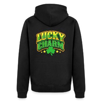 Porte-bonheur - Saint-Patrick - Irlande - Veste à capuche bio Premium Unisexe - noir - Dos - Nico (187cm)