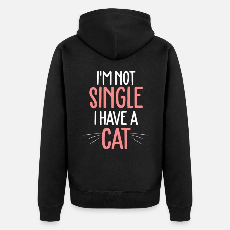 Single Katze Katzendame - Unisex Premium Bio Zip Hoodie - Schwarz