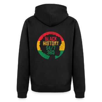 Black History 24/7 365 - Unisex Premium Organic Zip Hoodie - black - Back - Nico (187cm)