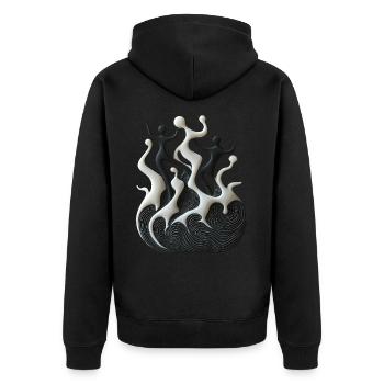 Abstract Black White Dance Party - Unisex Premium Organic Zip Hoodie - black - Back - Nico (187cm)