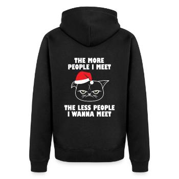 Menschen Katze Spruch lustig Weihnachtsgeschenk - Unisex Premium Bio Zip Hoodie - Schwarz - Hinten - Nico (187cm)