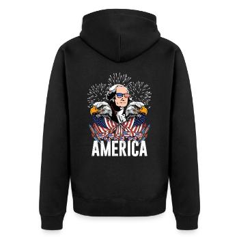 4 July America Holiday Eagle Flag Fireworks - Unisex Premium Organic Zip Hoodie - black - Back - Nico (187cm)