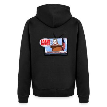 Fake mews - Unisex Premium Bio Zip Hoodie - Schwarz - Hinten - Nico (187cm)