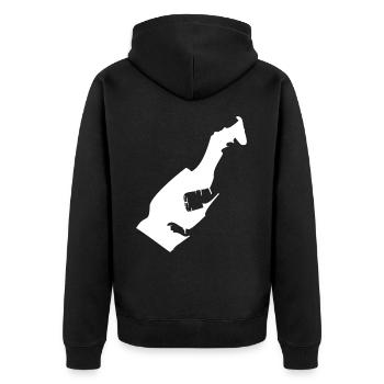 Monaco Landkarte Flagge - Unisex Premium Bio Zip Hoodie - Schwarz - Hinten - Nico (187cm)