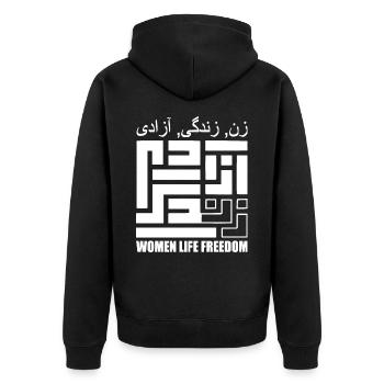 Women life freedom - Unisex Premium Bio Zip Hoodie - Schwarz - Hinten - Nico (187cm)