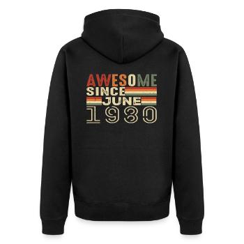 June 1980 Original 1980 Jubilee 1980 June 1980 - Unisex Premium Organic Zip Hoodie - black - Back - Nico (187cm)