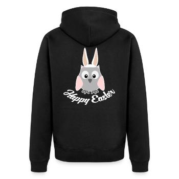Frohe Ostern Eule Uhu - Unisex Premium Bio Zip Hoodie - Schwarz - Hinten - Nico (187cm)
