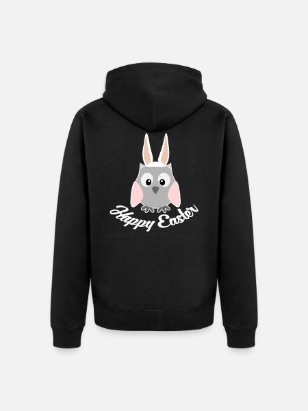 Frohe Ostern Eule Uhu - Unisex Premium Bio Zip Hoodie - Schwarz