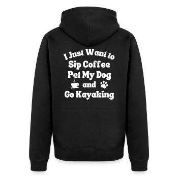 Sip coffee, pet my dog and kayak - Unisex Premium Organic Zip Hoodie - black - Back - Nico (187cm)