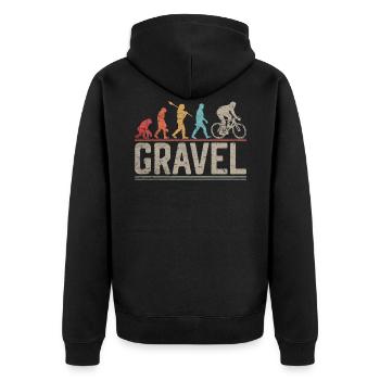 Fahren Sie Gravel Bike Evolution von Man Funny Bicycle - Unisex Premium Bio Zip Hoodie - Schwarz - Hinten - Nico (187cm)